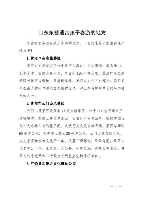 山东东营适合孩子春游的地方