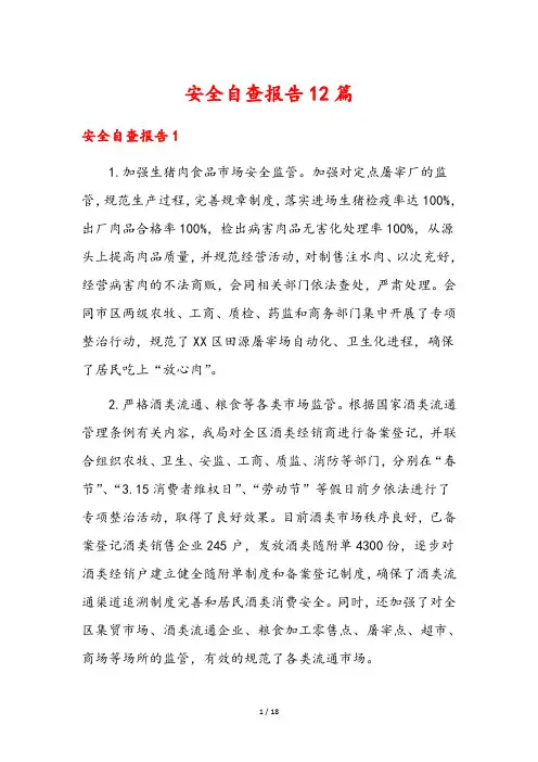 安全自查报告12篇