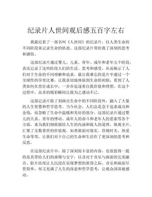 纪录片人世间观后感五百字左右