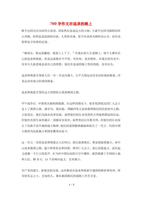 700字作文在追求的路上