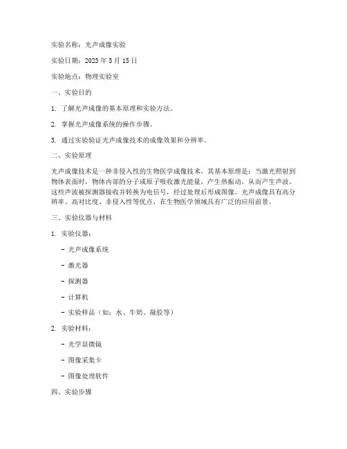 光声成像实验报告