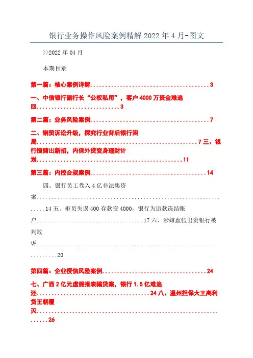 银行业务操作风险案例精解2022年4月-图文