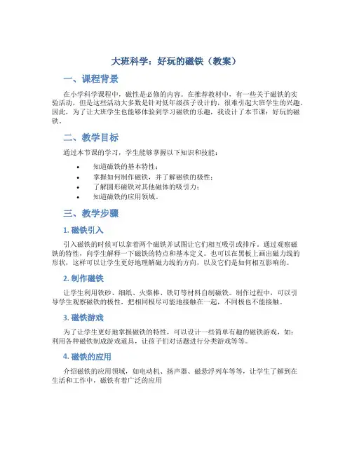 大班科学：好玩的磁铁(教案)