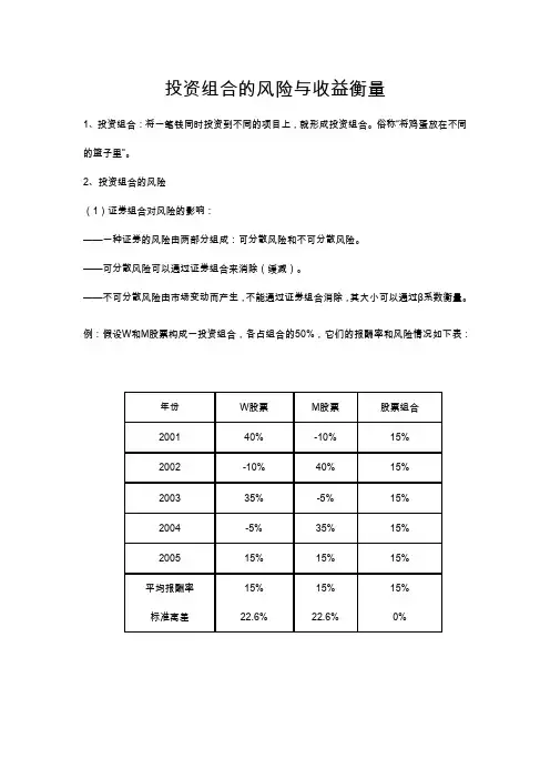 投资组合的风险与收益衡量