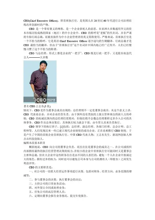 CEO职位介绍