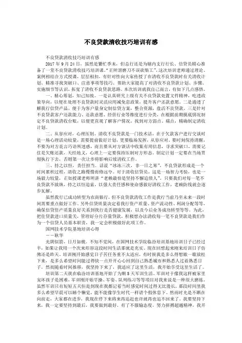 不良贷款清收技巧培训有感.doc