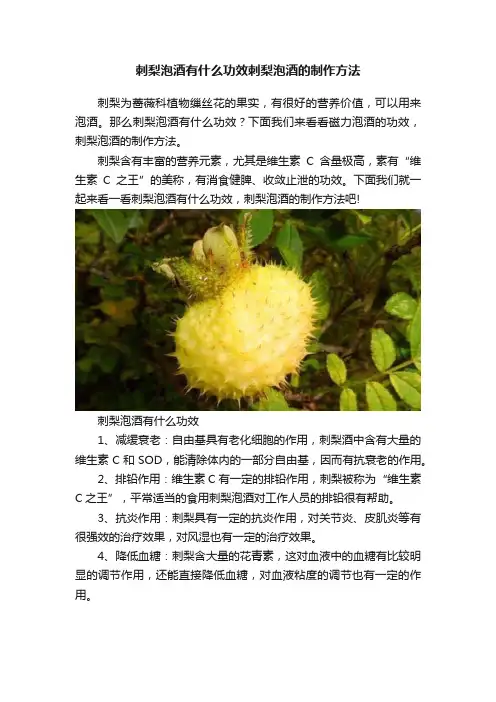 刺梨泡酒有什么功效刺梨泡酒的制作方法