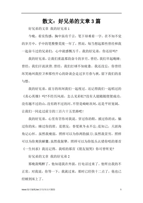 散文：好兄弟的文章3篇(精编版)