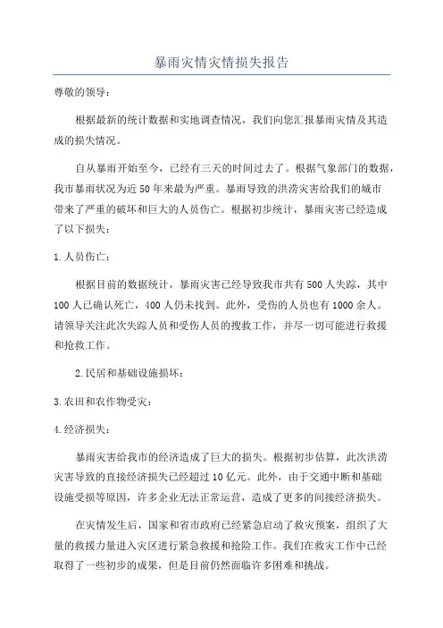 暴雨灾情灾情损失报告