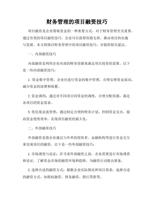 财务管理的项目融资技巧