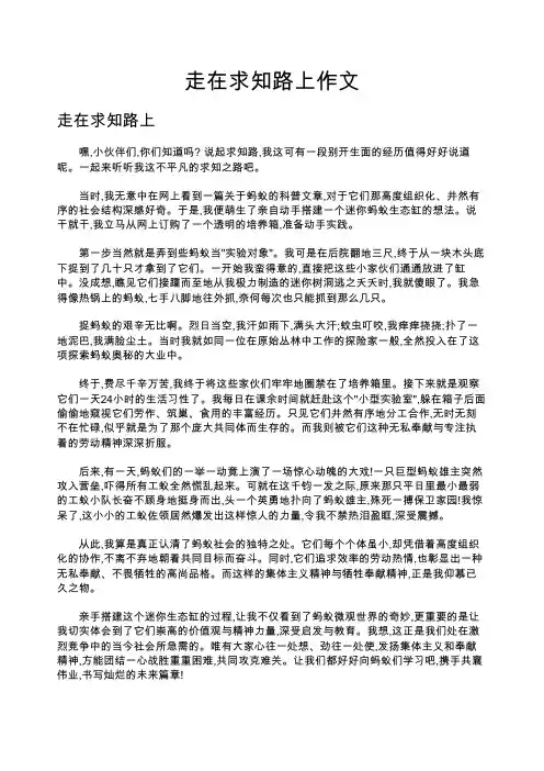 走在求知路上作文