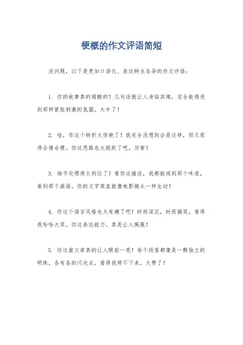 梗概的作文评语简短