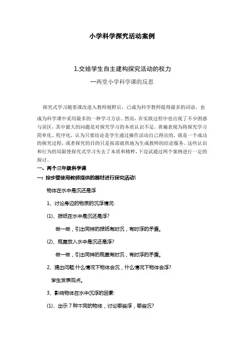 小学科学探究活动案例