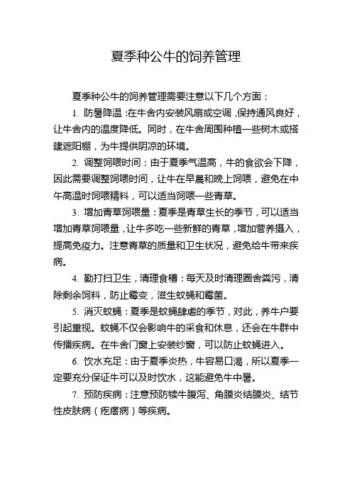 夏季种公牛的饲养管理