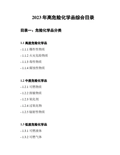 2023年高危险化学品综合目录