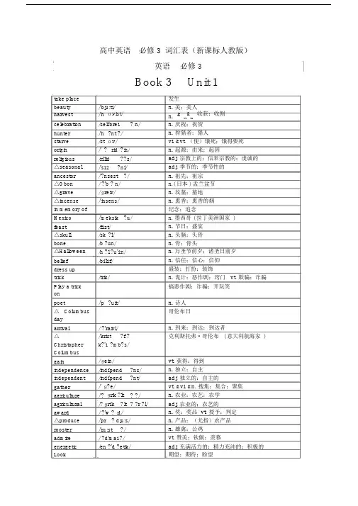 人教高中英语_必修3_词汇表.docx