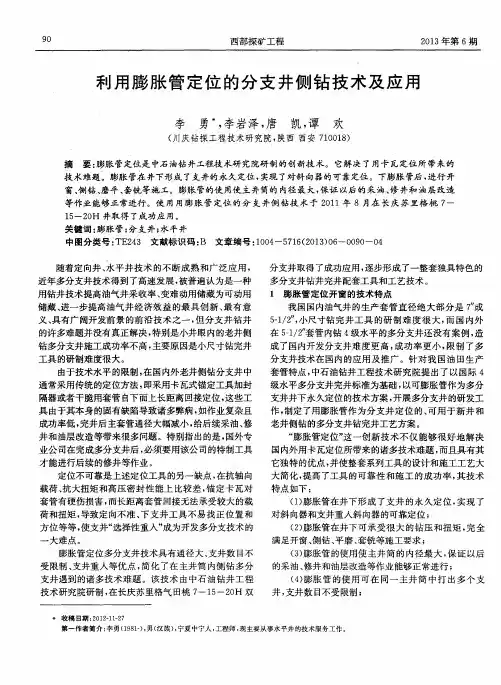 利用膨胀管定位的分支井侧钻技术及应用