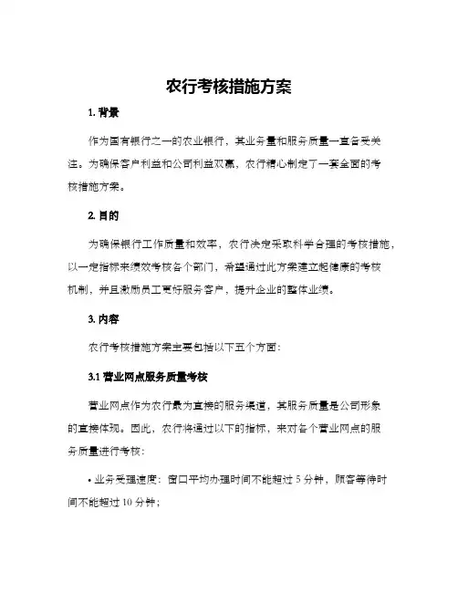 农行考核措施方案