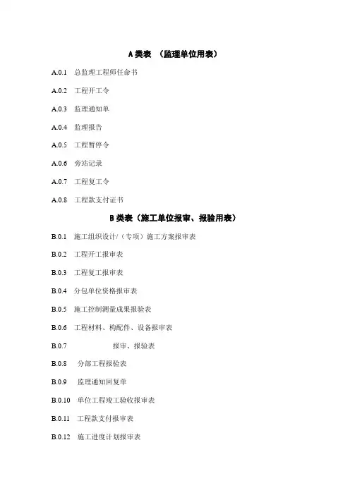 2013《建设监理规范用表》(表格)新版