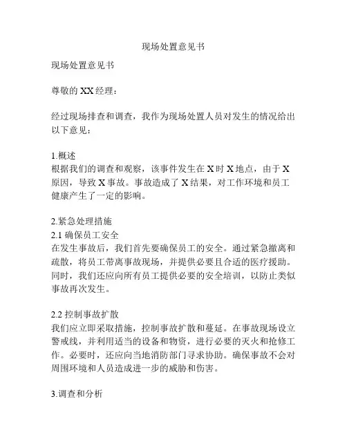 现场处置意见书