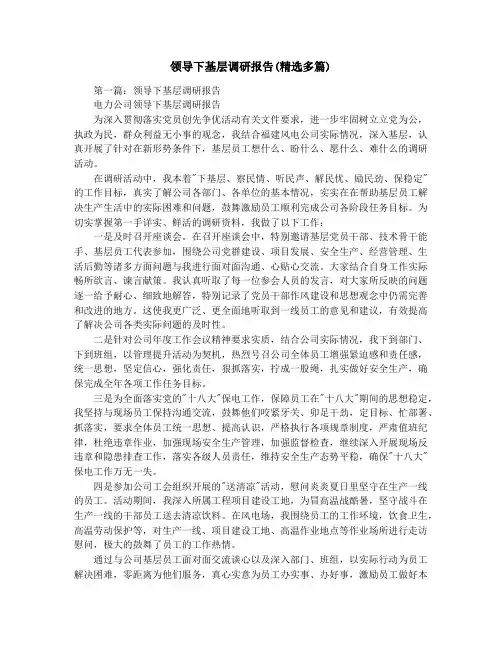 领导下基层调研报告(精选多篇)