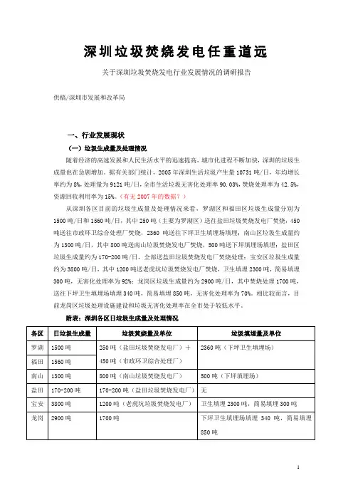 垃圾焚烧发电调研报告