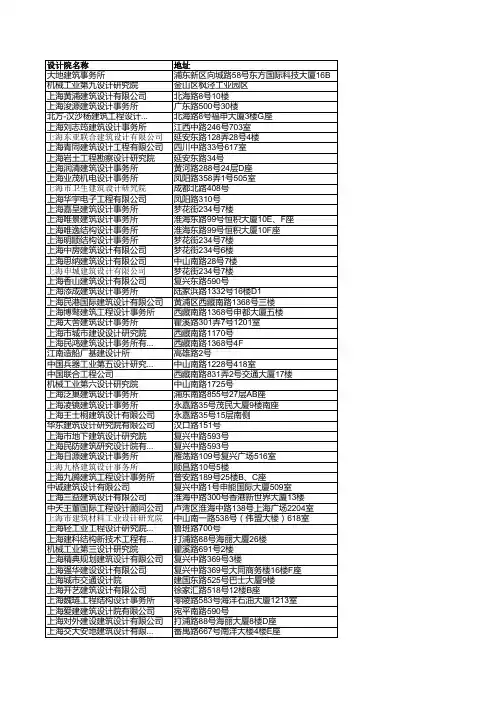 上海设计院清单