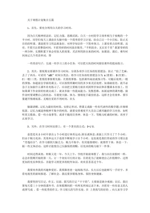 2020年关于寒假计划集合五篇【精品】