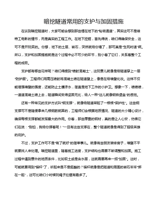 暗挖隧道常用的支护与加固措施