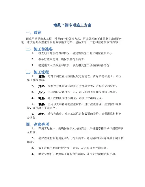 灌浆平洞专项施工方案
