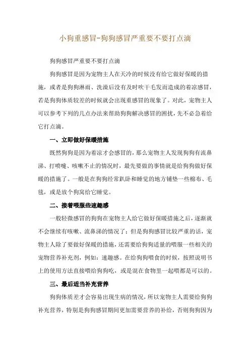 小狗重感冒-狗狗感冒严重要不要打点滴