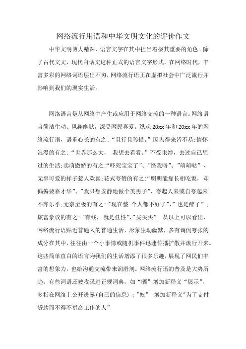 网络流行用语和中华文明文化的评价作文