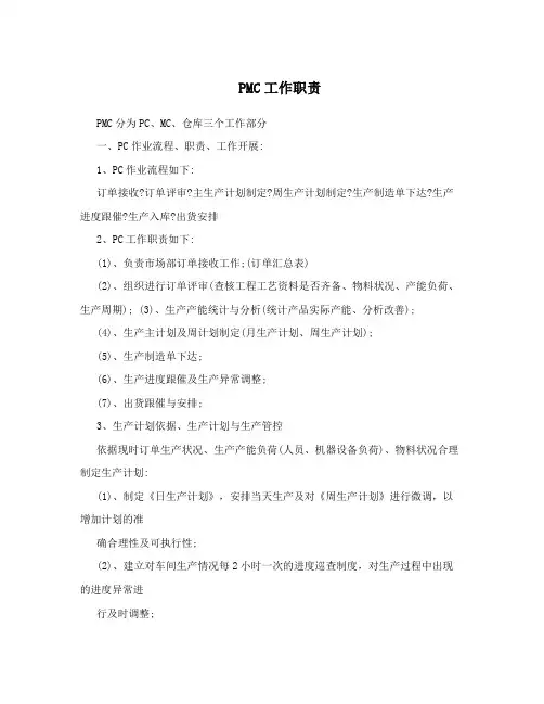 PMC工作职责