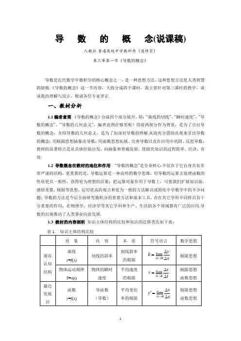获奖说课稿：导数的概念