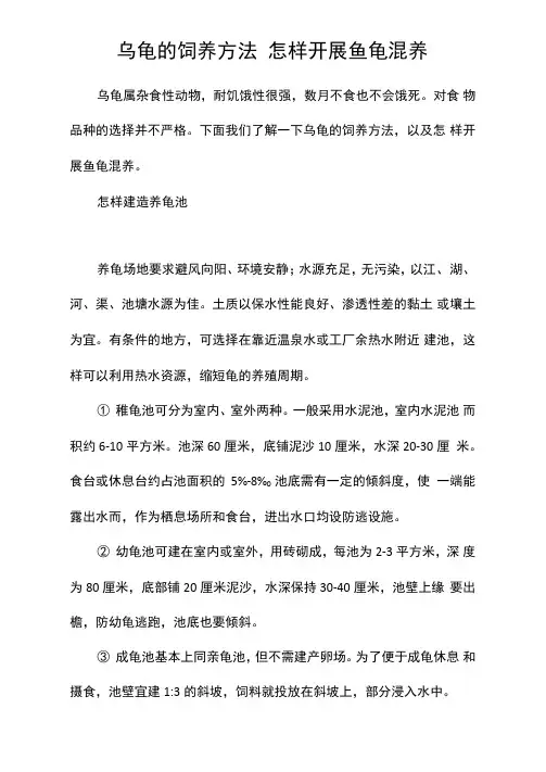 乌龟的饲养方法怎样开展鱼龟混养