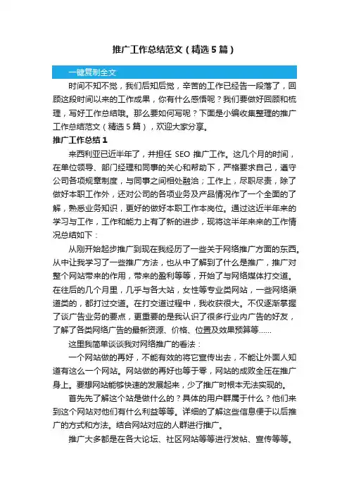 推广工作总结范文（精选5篇）