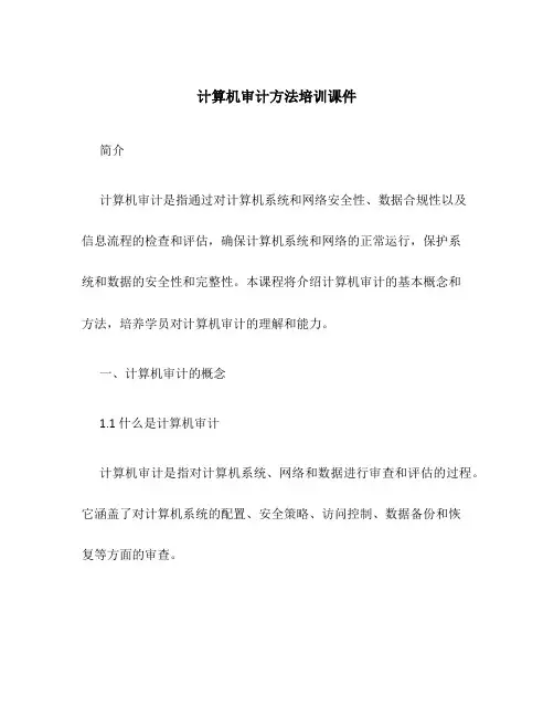 计算机审计方法培训课件
