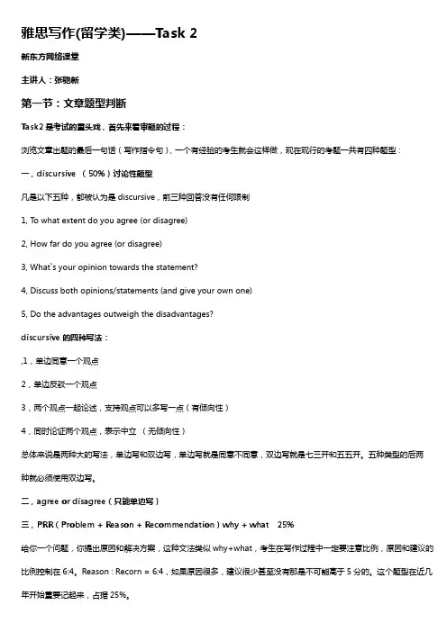 新东方网络课堂雅思写作task2完整笔记(万能议论写作,基本上包括了老师说的绝大部分内容,听写极其不易)