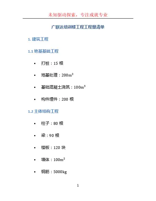 广联达培训楼工程工程量清单
