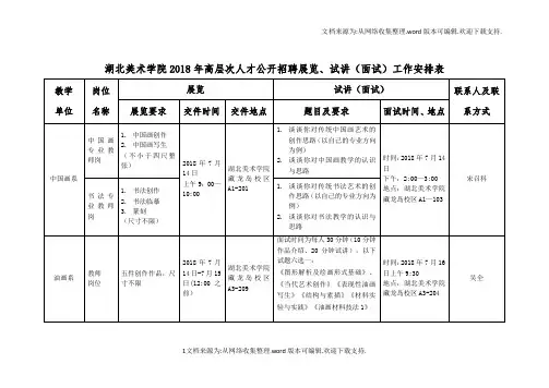 湖北美术学院2018年高层次人才公开招聘展览、试讲面试