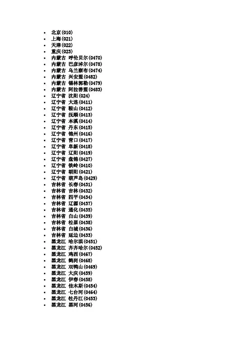 全国固话区号开头