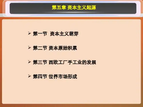 马工程世界经济史第5章 资本主义起源