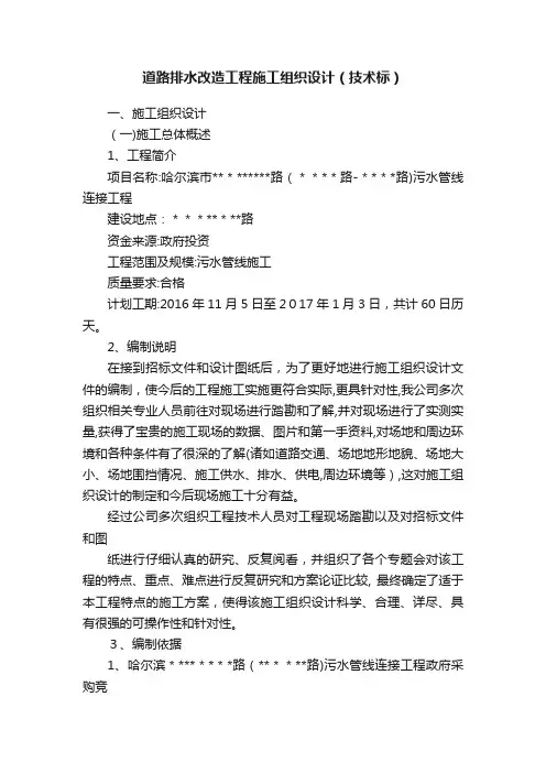 道路排水改造工程施工组织设计（技术标）