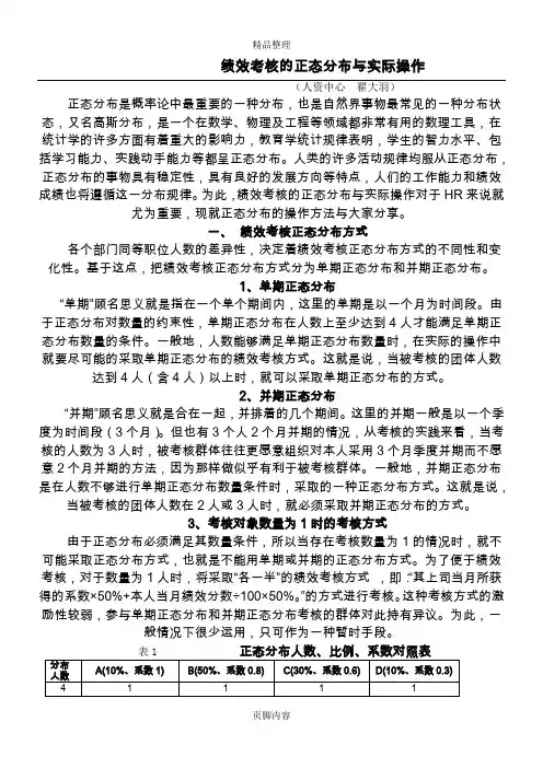 绩效考核正态分布与实际操作