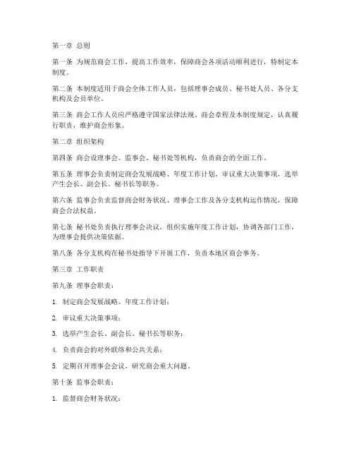 商会工作管理制度模板