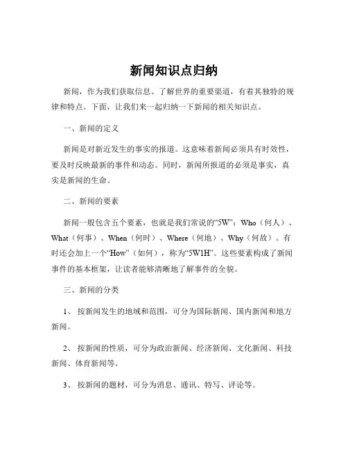 新闻知识点归纳