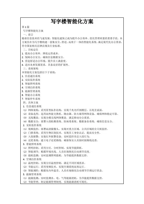 写字楼智能化方案