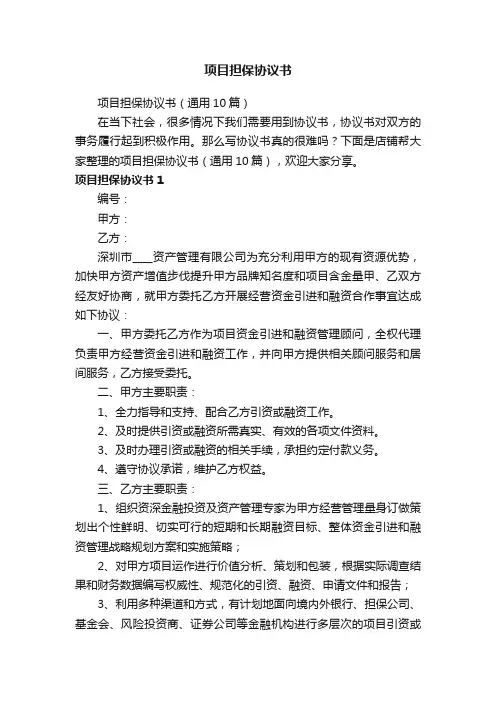 项目担保协议书