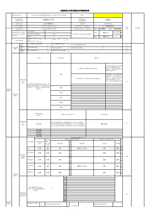 财政支出项目绩效自评基础信息表
