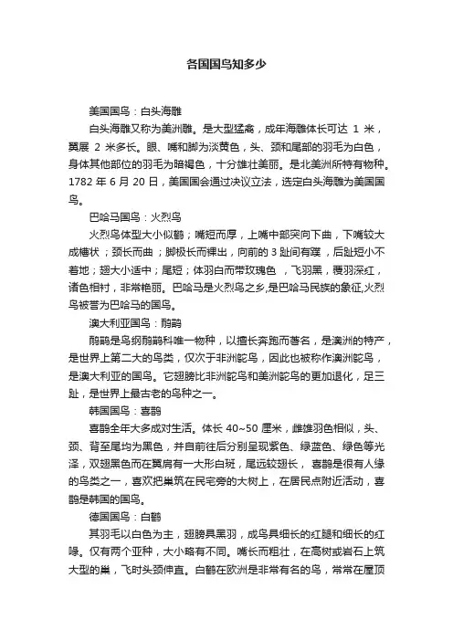 各国国鸟知多少